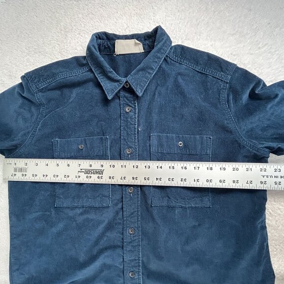 Everlane Womens Corduroy Button-Up Shirt Small Blue Long Sleeve Chest Pockets - Picture 6 of 7
